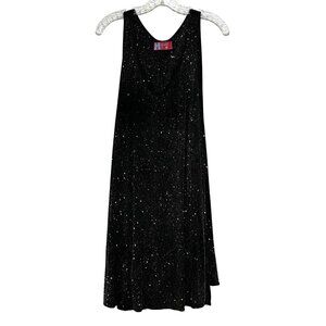H Squared Glittery Swing Dress with Cape M Black Whimsigoth Party New Years Eve